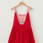 Racing Red Faux Two Piece Gingham Contrast Patchwork Loose Mini Dress