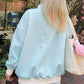 Sky Blue Stripe Oversize Mock Neck Sweatshirt and Shorts Set