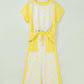 Sky Blue Color Block Patchwork Polka Dot Wide Leg Pant Set