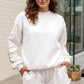 White Polka Dot Print Side Stripe Detail Casual Sweatshirt 2pcs Short Set