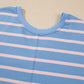 Sky Blue Stripe V Neck Short Sleeve Double Wear Loose Romper