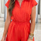 Yellow Cream Half Zip Polo Tee Elastic Waist Romper