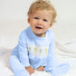 Baby Rattle Smocked Knit Onesie In Blue