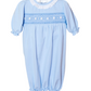 Smocked Baby Gown For Girl in Pale Blue Knit