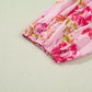 Pink Plus Size Floral Print V Neck Tie Front Short Sleeve Tunic Top