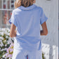 Purple Stripe Dolman Sleeve Polo Shirt and Drawstring Shorts Set