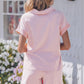 Purple Stripe Dolman Sleeve Polo Shirt and Drawstring Shorts Set