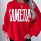 Fiery Red GAMEDAY Embroidered Patch Pattern Casual Shift Sweatshirt
