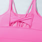 Bright Pink Twisted Strappy Back Active Mini Dress with Shorts