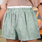 Khaki Contrast Trim Plaid Print Plus Size Shorts