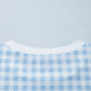 Light Blue Plaid Round Neck Long Sleeve Sweatshirt