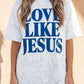 Gray Love Like Jesus Camouflage Oversized T Shirt