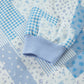 Sky Blue Patchwork Floral Print Drop Shoulder Baggy Pullover Drawstring Shorts Set