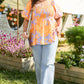 Purple Floral Puff Sleeve Square Neck Smocked Plus Size Babydoll Blouse