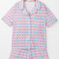 Purple Checkered Pattern Short Sleeve Pajamas Set
