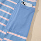 Sky Blue Stripe V Neck Short Sleeve Double Wear Loose Romper
