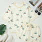 Beige Mallard Duck Print Oversized Tee Drawstring Short Set
