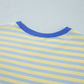 Yellow Stripe Colorblock Trim Crew Neck Loose Tee Drawstring Elastic Waist 2pcs Pant Set
