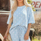 Pink Polka Dot Short Sleeve Loose Top Drawstring Shorts Set