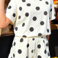 Pink Polka Dot Print Loose Tee Drawstring Elastic Waist Short Set