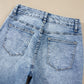 Beau Blue Acid Wash Pocket Detail Flare Jeans