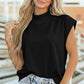 Yellow Solid Color High Neck Cap Sleeve Loose Top