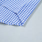 Sky Blue Summer Plaid V Neck Puff Sleeve Blouse