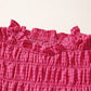 Red Plaid Shirred Ruffle Trim Tank Top