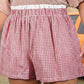 Khaki Contrast Trim Plaid Print Plus Size Shorts