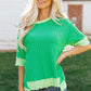 Mint Green Loose Uneven Hem Twist Ribbed T Shirt