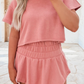 Black 2pcs Cropped Tee and Ruffle High Waist Skort Set
