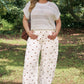 Beige Polka Dot Print Plus Size Barrel Jeans