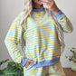 Pink Stripe Color Block Detail Long Sleeve Pullover Elastic Waist Pull On Shorts 2pcs Set