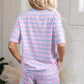 Purple Checkered Pattern Short Sleeve Pajamas Set