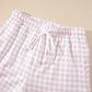 Pink Plaid Baggy Pullover Drawstring Casual Shorts 2pcs Outfit