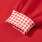 Carrot Gingham Trim Baggy Pullover 2pcs Short Set