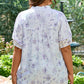 Purple Floral Trimmed Detail Split Neck Plus Size Top
