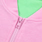 Green Color Block Accent Half Zip Top Athleisure Shorts Set