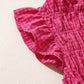 Red Plaid Shirred Ruffle Trim Tank Top