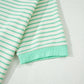 Green Stripe Colorblock Trim Round Neck Short Sleeve Tee