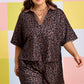 Brown Plus Size Leopard Short Set