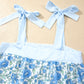 Sky Blue Floral Striped Patchwork Knot Straps 2pcs Short Set