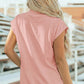 Yellow Solid Color High Neck Cap Sleeve Loose Top