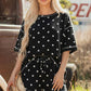 Pink Polka Dot Short Sleeve Loose Top Drawstring Shorts Set