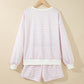 Pink Plaid Baggy Pullover Drawstring Casual Shorts 2pcs Outfit