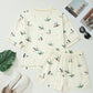 Beige Mallard Duck Print Oversized Tee Drawstring Short Set