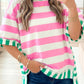 Yellow Stripe Exposed Seam Contrast Patchwork Oversized Top