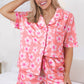 Flower Print Short Sleeve Shirt Pajamas Set
