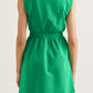 Bright Green Sleeveless Zip Front Scallop Hem Mini Dress