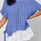 Ashleigh Blue Plus Size Open Knit Bow Tie Short Sleeve Sweater